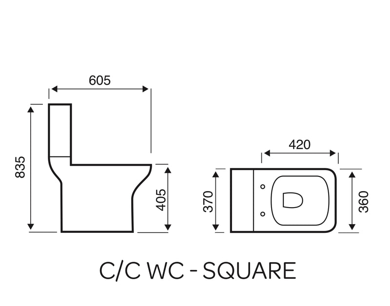 Project Square C/C Toilet, Cistern & Seat