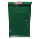 Green grp cabinet with a red decca label on a white background