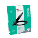 Packaging box of KORONA Polo Black thermoplastic seat with a picture of the black seat on the front.