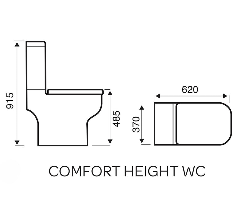 Options 600 Comfort Height C/C Toilet, Cistern & Seat