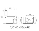 Project Square C/C Toilet, Cistern & Seat