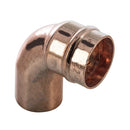 A bronze-colored copper street elbow plumbing fitting.