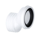 A white 40mm offset WC pan connector for toilet systems.