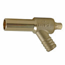 A gold-colored brass drain off valve with a capillary extended, marked for full traceability and compliant with relevant British standards.